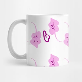 Background illustration white with pink flowers, floral decorative design pattern, ornament Mug